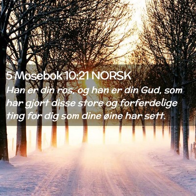 Picture 02 - 5 Mosebok 10:21 NORSK - Han er din ros, og han er din Gud, som har gjort - Bible Verse Picture