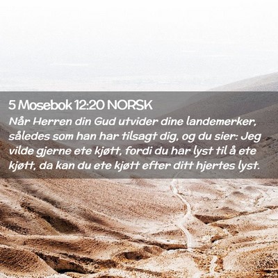 Picture 02 - 5 Mosebok 12:20 NORSK - Når Herren din Gud utvider dine landemerker, - Bible Verse Picture