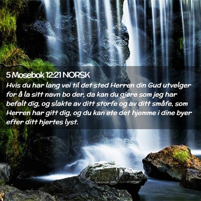 Picture 02 - 5 Mosebok 12:21 NORSK - Hvis du har lang vei til det sted Herren din Gud - Bible Verse Picture
