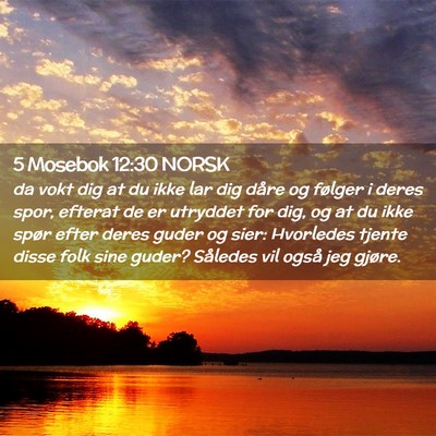 Picture 02 - 5 Mosebok 12:30 NORSK - da vokt dig at du ikke lar dig dåre og følger i - Bible Verse Picture