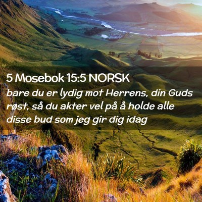 Picture 02 - 5 Mosebok 15:5 NORSK - bare du er lydig mot Herrens, din Guds røst, så - Bible Verse Picture