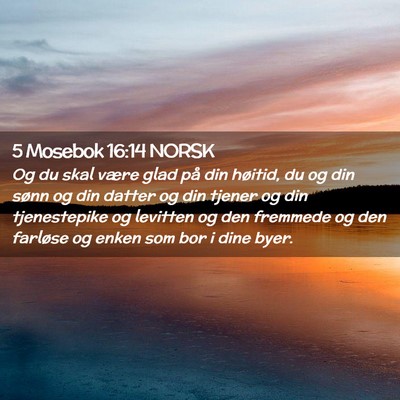 Picture 02 - 5 Mosebok 16:14 NORSK - Og du skal være glad på din høitid, du og din - Bible Verse Picture