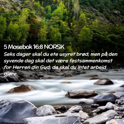 Picture 02 - 5 Mosebok 16:8 NORSK - Seks dager skal du ete usyret brød; men på den - Bible Verse Picture