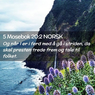 Picture 02 - 5 Mosebok 20:2 NORSK - Og når I er i ferd med å gå i striden, da skal - Bible Verse Picture