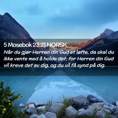 Picture 02 - 5 Mosebok 23:21 NORSK - Når du gjør Herren din Gud et løfte, da skal - Bible Verse Picture