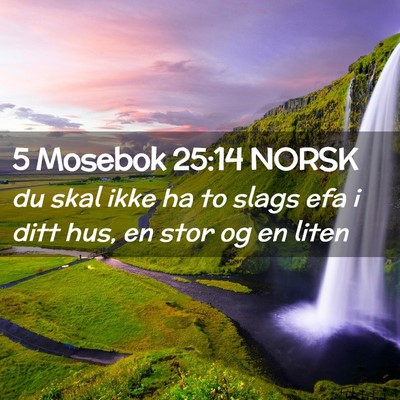 Picture 02 - 5 Mosebok 25:14 NORSK - du skal ikke ha to slags efa i ditt hus, en stor - Bible Verse Picture