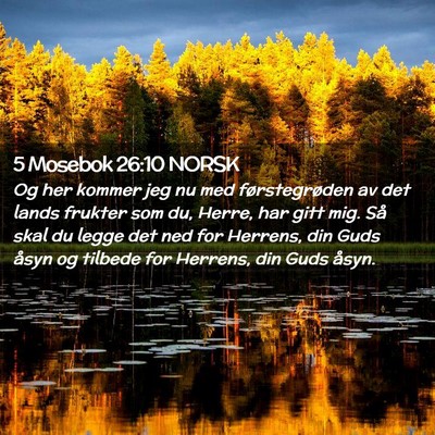 Picture 02 - 5 Mosebok 26:10 NORSK - Og her kommer jeg nu med førstegrøden av det - Bible Verse Picture