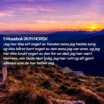 Picture 02 - 5 Mosebok 26:14 NORSK - Jeg har ikke ett noget av tienden mens jeg hadde - Bible Verse Picture