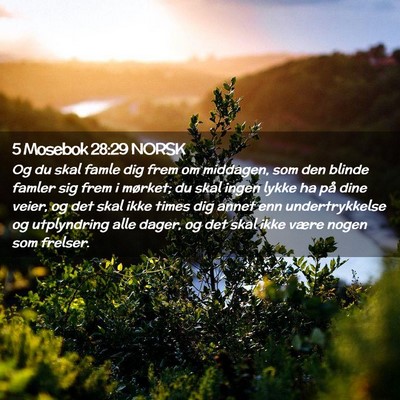 Picture 02 - 5 Mosebok 28:29 NORSK - Og du skal famle dig frem om middagen, som den - Bible Verse Picture
