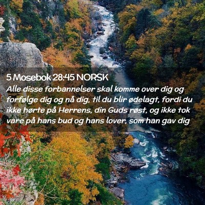 Picture 02 - 5 Mosebok 28:45 NORSK - Alle disse forbannelser skal komme over dig og - Bible Verse Picture