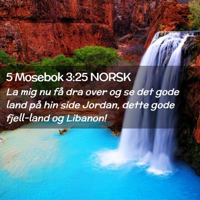 Picture 02 - 5 Mosebok 3:25 NORSK - La mig nu få dra over og se det gode land på - Bible Verse Picture