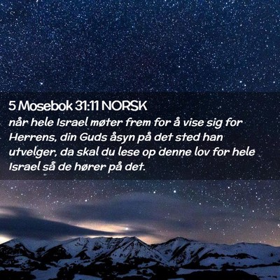 Picture 02 - 5 Mosebok 31:11 NORSK - når hele Israel møter frem for å vise sig for - Bible Verse Picture
