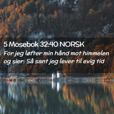 Picture 02 - 5 Mosebok 32:40 NORSK - For jeg løfter min hånd mot himmelen og sier: - Bible Verse Picture