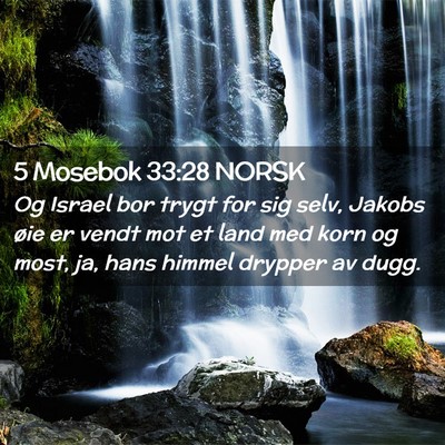 Picture 02 - 5 Mosebok 33:28 NORSK - Og Israel bor trygt for sig selv, Jakobs øie er - Bible Verse Picture
