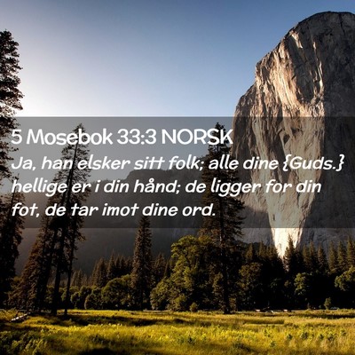 Picture 02 - 5 Mosebok 33:3 NORSK - Ja, han elsker sitt folk; alle dine {Guds.} - Bible Verse Picture