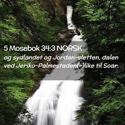 Picture 02 - 5 Mosebok 34:3 NORSK - og sydlandet og Jordan-sletten, dalen ved - Bible Verse Picture