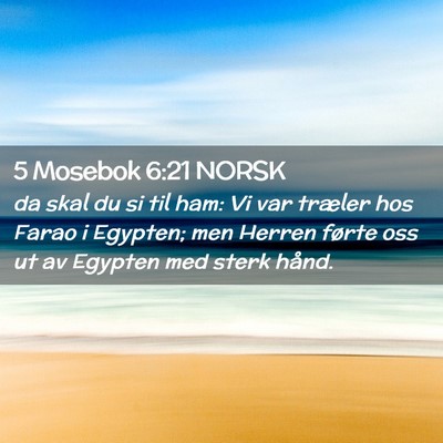 Picture 02 - 5 Mosebok 6:21 NORSK - da skal du si til ham: Vi var træler hos Farao i - Bible Verse Picture