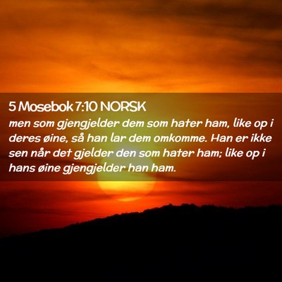 Picture 02 - 5 Mosebok 7:10 NORSK - men som gjengjelder dem som hater ham, like op i - Bible Verse Picture