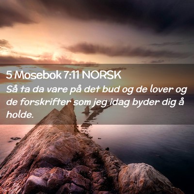 Picture 02 - 5 Mosebok 7:11 NORSK - Så ta da vare på det bud og de lover og de - Bible Verse Picture