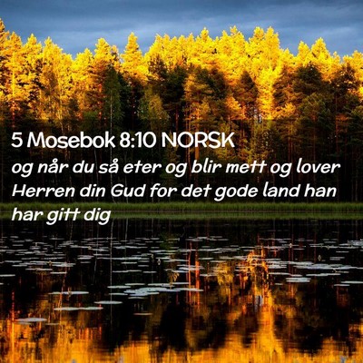 Picture 02 - 5 Mosebok 8:10 NORSK - og når du så eter og blir mett og lover Herren - Bible Verse Picture