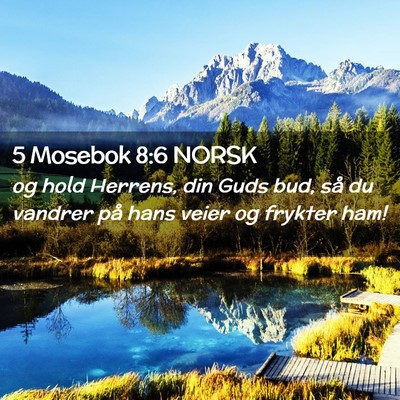 Picture 02 - 5 Mosebok 8:6 NORSK - og hold Herrens, din Guds bud, så du vandrer på - Bible Verse Picture