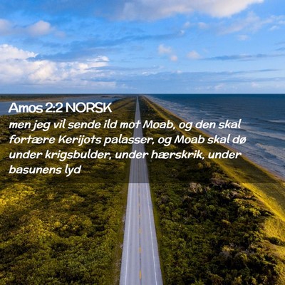 Picture 02 - Amos 2:2 NORSK - men jeg vil sende ild mot Moab, og den skal - Bible Verse Picture