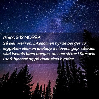 Picture 02 - Amos 3:12 NORSK - Så sier Herren: Likesom en hyrde berger to - Bible Verse Picture