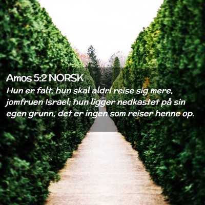 Picture 02 - Amos 5:2 NORSK - Hun er falt, hun skal aldri reise sig mere, - Bible Verse Picture