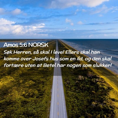 Picture 02 - Amos 5:6 NORSK - Søk Herren, så skal I leve! Ellers skal han - Bible Verse Picture