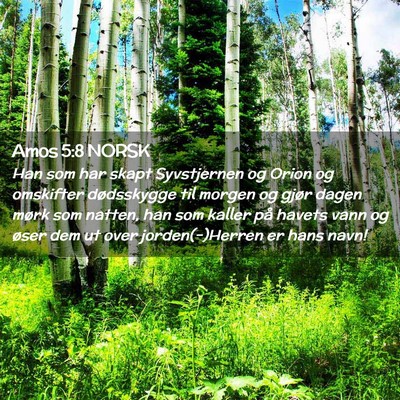 Picture 02 - Amos 5:8 NORSK - Han som har skapt Syvstjernen og Orion og - Bible Verse Picture