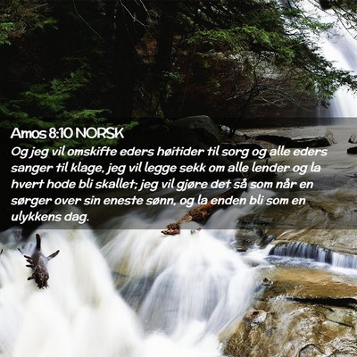Picture 02 - Amos 8:10 NORSK - Og jeg vil omskifte eders høitider til sorg og - Bible Verse Picture