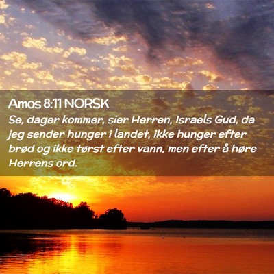Picture 02 - Amos 8:11 NORSK - Se, dager kommer, sier Herren, Israels Gud, da - Bible Verse Picture