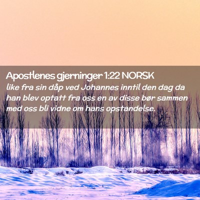 Picture 02 - Apostlenes gjerninger 1:22 NORSK - like fra sin dåp ved Johannes inntil den dag da - Bible Verse Picture