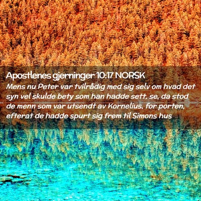 Picture 02 - Apostlenes gjerninger 10:17 NORSK - Mens nu Peter var tvilrådig med sig selv om hvad - Bible Verse Picture