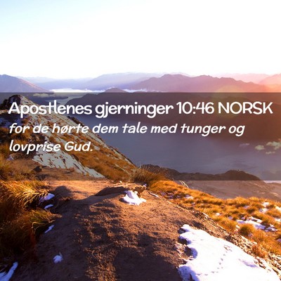 Picture 02 - Apostlenes gjerninger 10:46 NORSK - for de hørte dem tale med tunger og lovprise - Bible Verse Picture