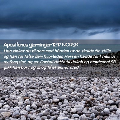Picture 02 - Apostlenes gjerninger 12:17 NORSK - Han vinket da til dem med hånden at de skulde - Bible Verse Picture