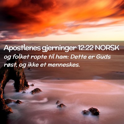 Picture 02 - Apostlenes gjerninger 12:22 NORSK - og folket ropte til ham: Dette er Guds røst, og - Bible Verse Picture