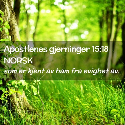Picture 02 - Apostlenes gjerninger 15:18 NORSK - som er kjent av ham fra evighet - Bible Verse Picture