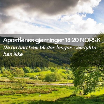 Picture 02 - Apostlenes gjerninger 18:20 NORSK - Da de bad ham bli der lenger, samtykte han - Bible Verse Picture