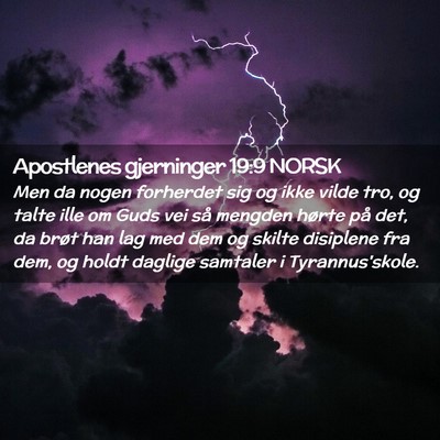 Picture 02 - Apostlenes gjerninger 19:9 NORSK - Men da nogen forherdet sig og ikke vilde tro, og - Bible Verse Picture