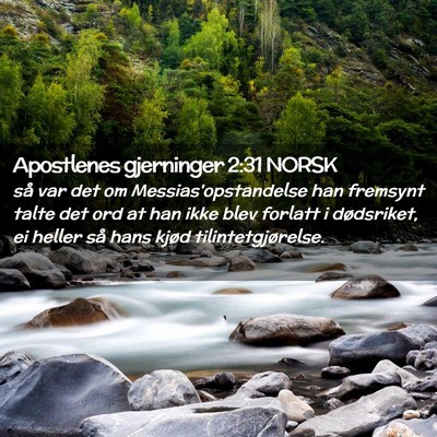 Picture 02 - Apostlenes gjerninger 2:31 NORSK - så var det om Messias'opstandelse han fremsynt - Bible Verse Picture