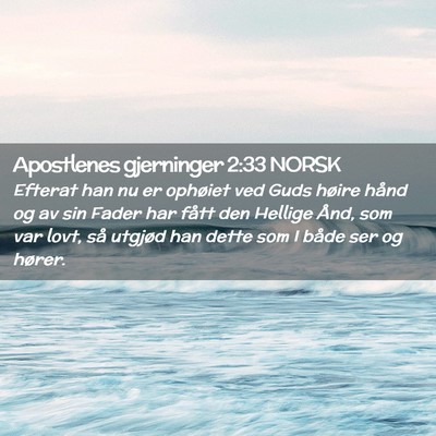 Picture 02 - Apostlenes gjerninger 2:33 NORSK - Efterat han nu er ophøiet ved Guds høire hånd - Bible Verse Picture