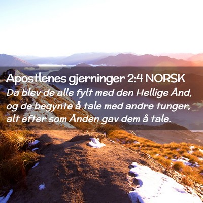 Picture 02 - Apostlenes gjerninger 2:4 NORSK - Da blev de alle fylt med den Hellige Ånd, og de - Bible Verse Picture