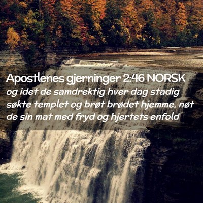 Picture 02 - Apostlenes gjerninger 2:46 NORSK - og idet de samdrektig hver dag stadig søkte - Bible Verse Picture