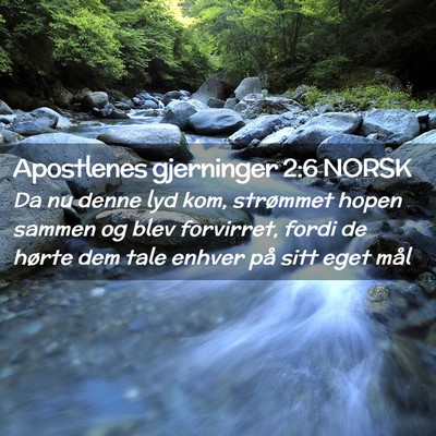 Picture 02 - Apostlenes gjerninger 2:6 NORSK - Da nu denne lyd kom, strømmet hopen sammen og - Bible Verse Picture