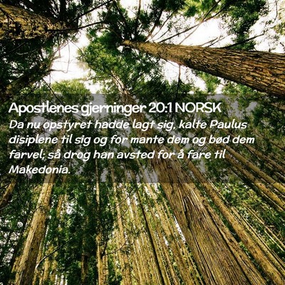 Picture 02 - Apostlenes gjerninger 20:1 NORSK - Da nu opstyret hadde lagt sig, kalte Paulus - Bible Verse Picture