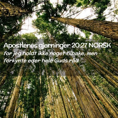 Picture 02 - Apostlenes gjerninger 20:27 NORSK - for jeg holdt ikke noget tilbake, men forkynte - Bible Verse Picture