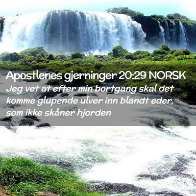 Picture 02 - Apostlenes gjerninger 20:29 NORSK - Jeg vet at efter min bortgang skal det komme - Bible Verse Picture