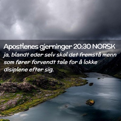 Picture 02 - Apostlenes gjerninger 20:30 NORSK - ja, blandt eder selv skal det fremstå menn som - Bible Verse Picture