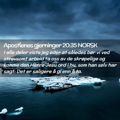 Picture 02 - Apostlenes gjerninger 20:35 NORSK - I alle deler viste jeg eder at således bør vi - Bible Verse Picture